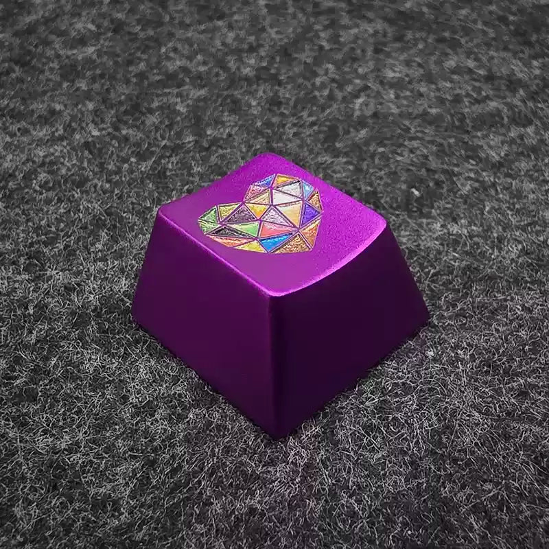 Colorful heart aluminum alloy keycaps anodized original factory height R4 suitable for ESC personalized keycaps