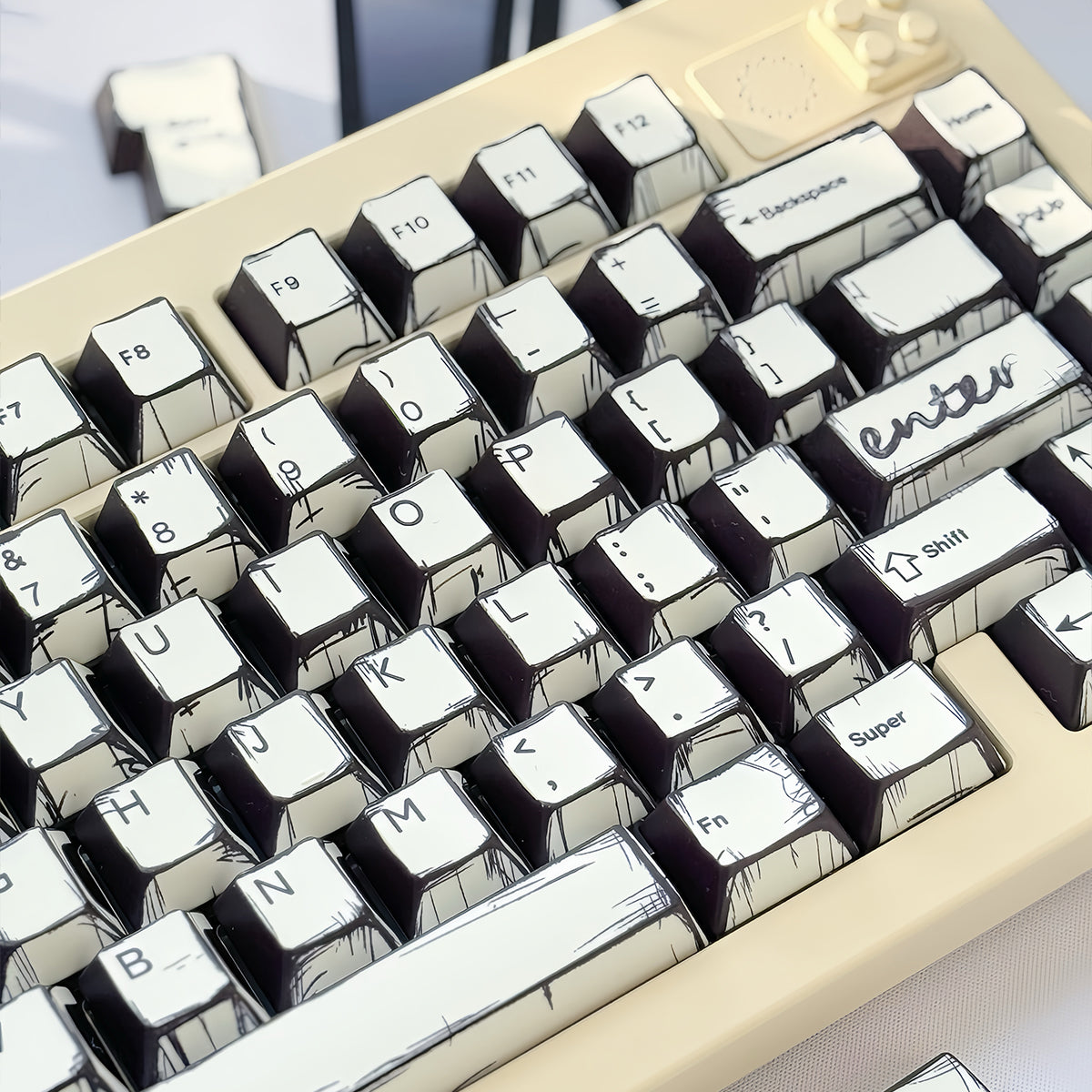 White comic style, PBT heat sublimation original factory highly compatible personalized keycap set.