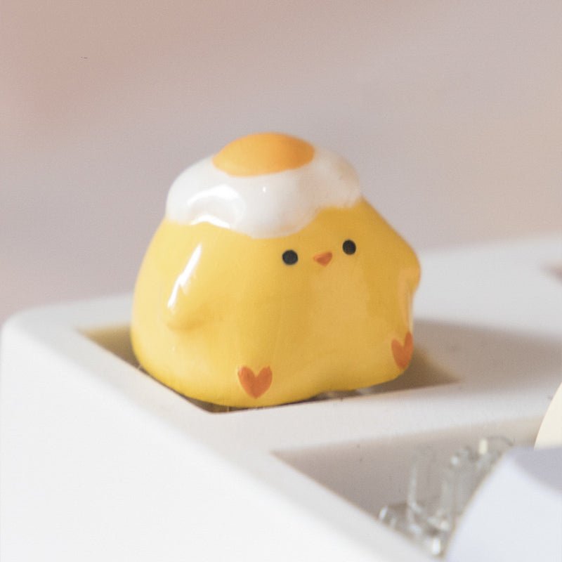 Chick personality resin keycaps, poached egg artisankeycaps, mechanical keyboard decorative keycaps