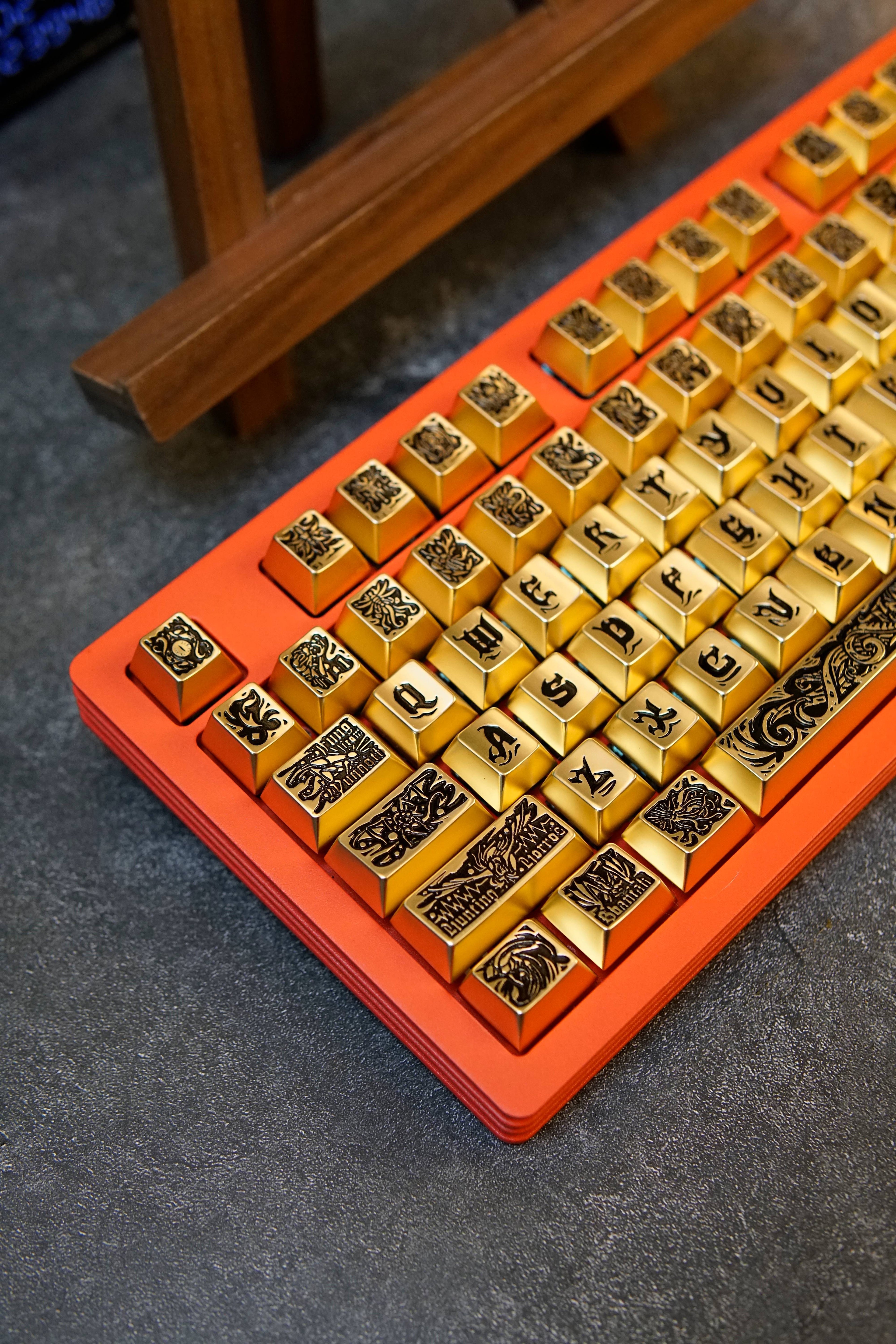 Ancient God theme, metal keycap set, peripheral personalized keycap set(Gold version)