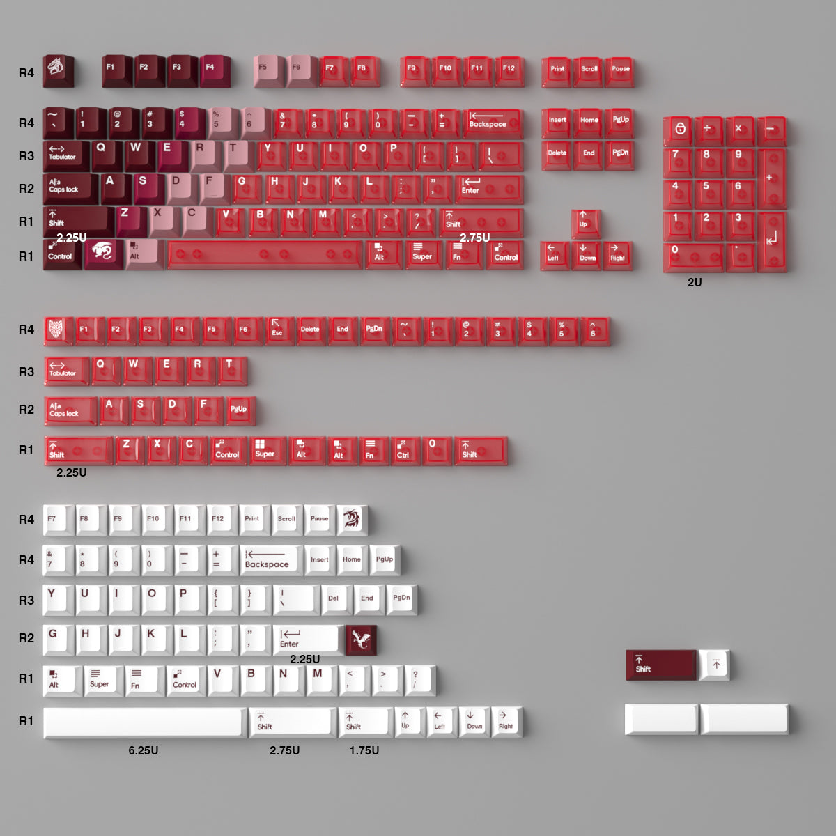 Snowy Mountain Theme Gradient Keycap Transparent PBT Thermal Sublimation PC Pad Printing Original Factory Suitable Mechanical Keyboard