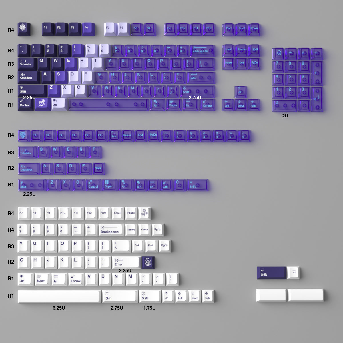 Snowy Mountain Theme Gradient Keycap Transparent PBT Thermal Sublimation PC Pad Printing Original Factory Suitable Mechanical Keyboard