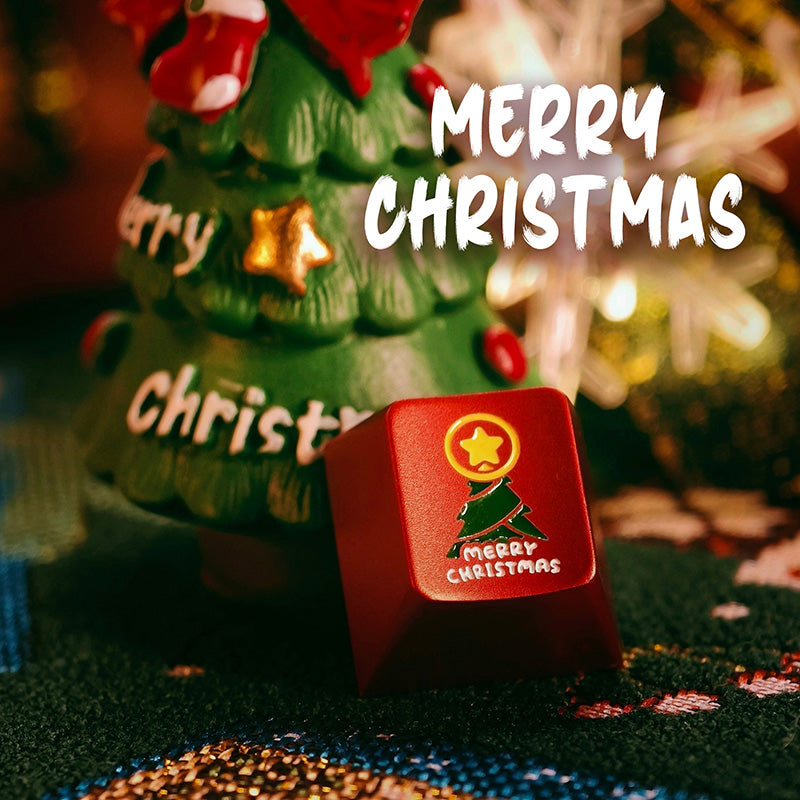 Christmas themed 3-piece set, aluminum alloy metal personalized keycaps, keyboard decoration and beautification keycaps