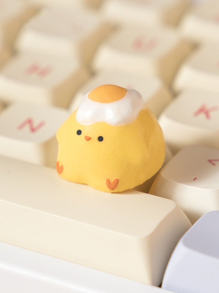 Chick personality resin keycaps, poached egg artisankeycaps, mechanical keyboard decorative keycaps