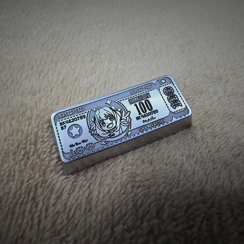 Zinc alloy carved dollar style keycaps, 2U/2.25U personalized keycaps, mechanical keyboard decorative keycaps