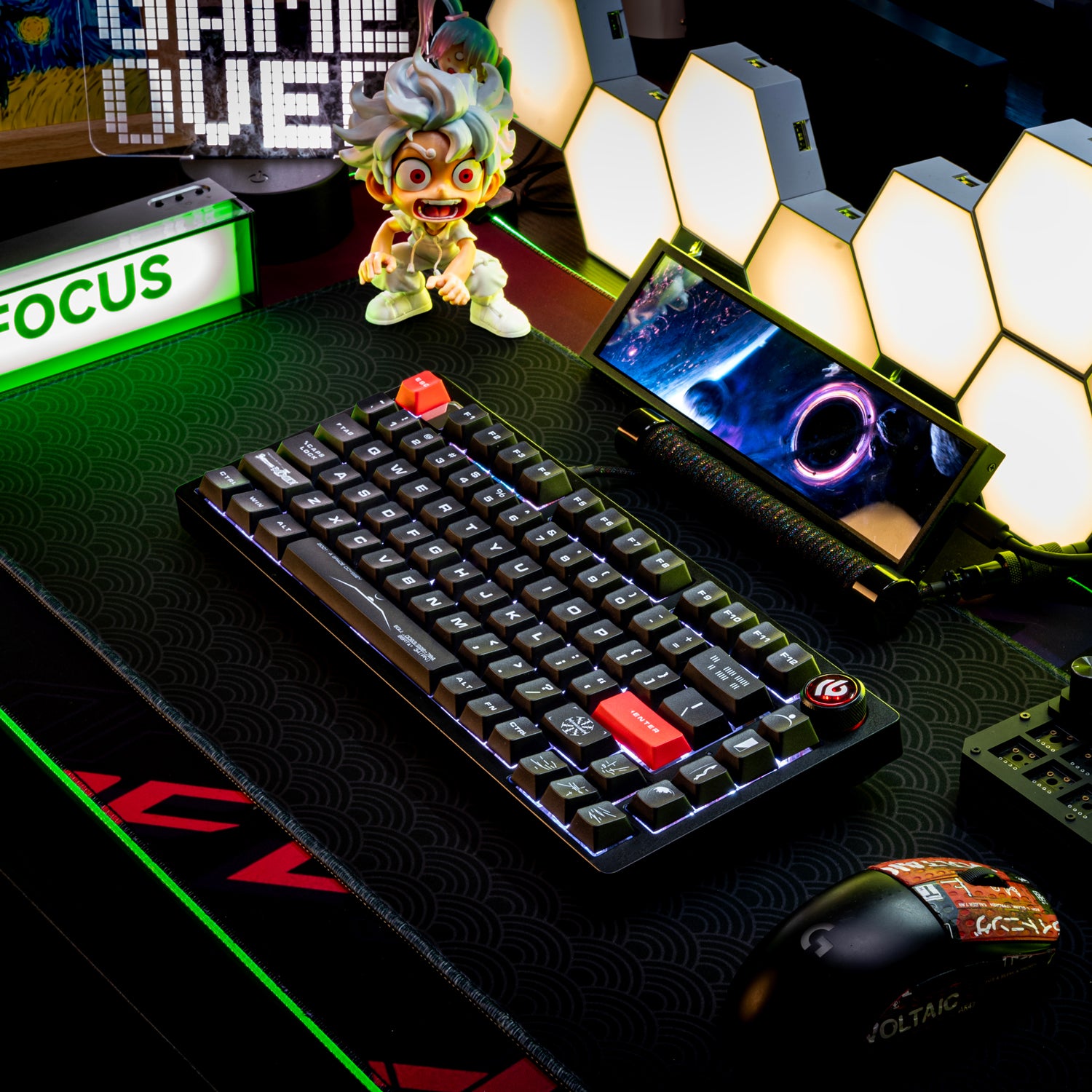 Space Roaming Theme Keycaps Black Original Factory Height PBT Customized Keycaps