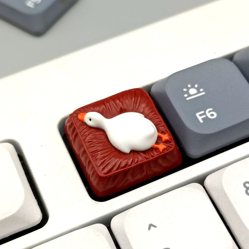 Lying flat duck mechanical keyboard short switch resin handmade personalized cute creative keycaps