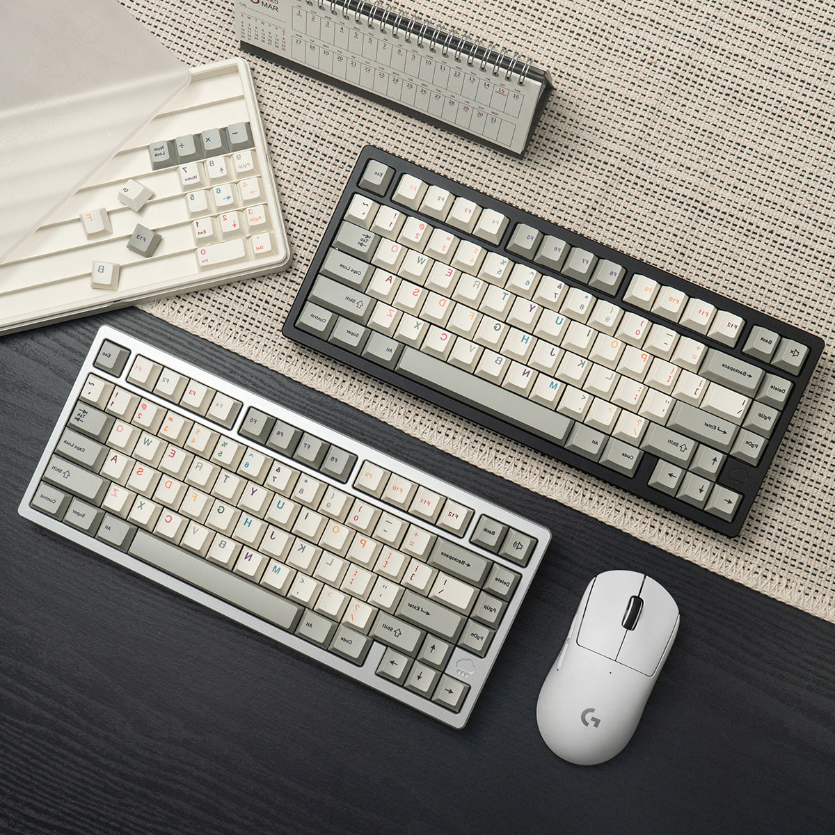Vintage Grey Mirror Keycaps Complete Set PBT Heat Sublimation Customization Original Factory Height
