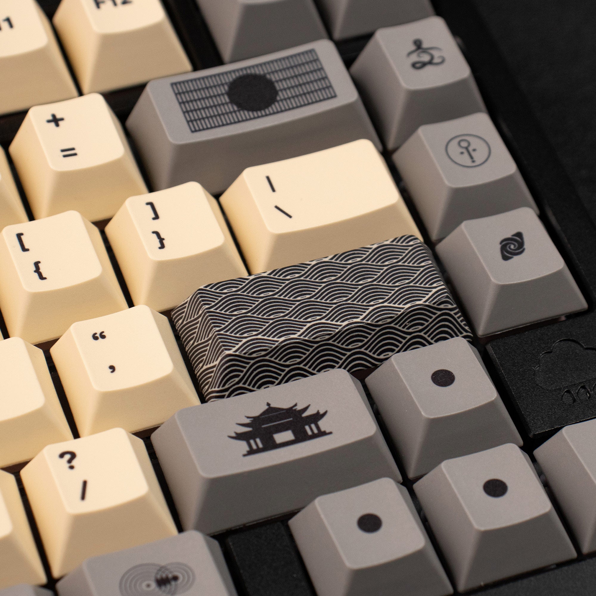 Zen themed rice white/gray/yellow keycaps PBT thermal sublimation original mechanical keyboard keycaps