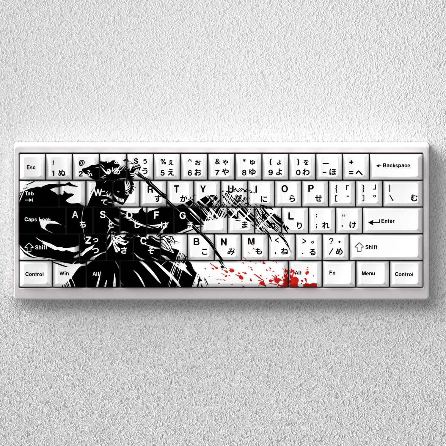 BLEACH,Kurosaki Ichigo, Original height PBT engraved keycap set, compatible with 60 65 68
