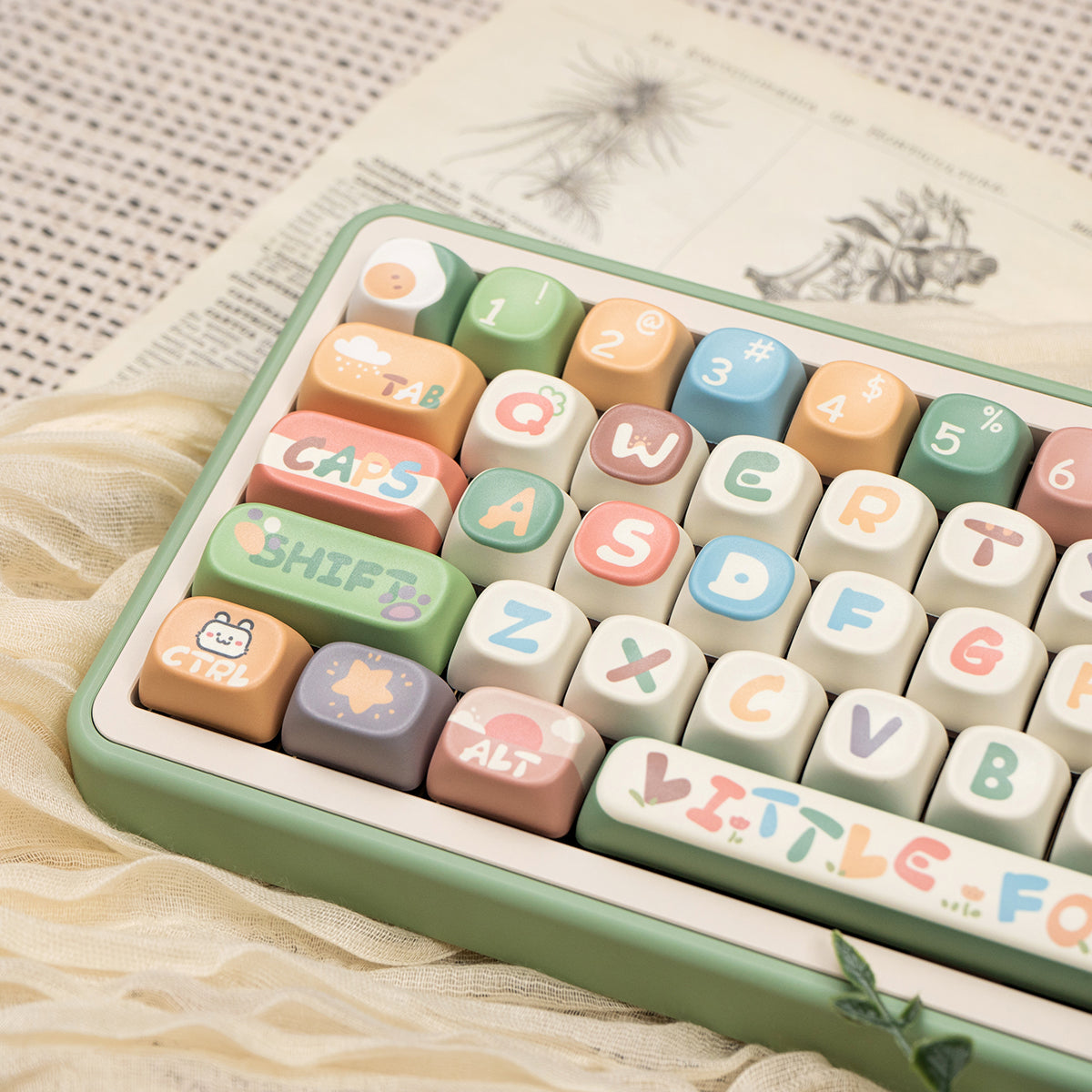 MOA Little Forest Magnetic Axis Mechanical Keyboard Keycaps Cute Cartoon PBT Heat Sublimation Keycaps