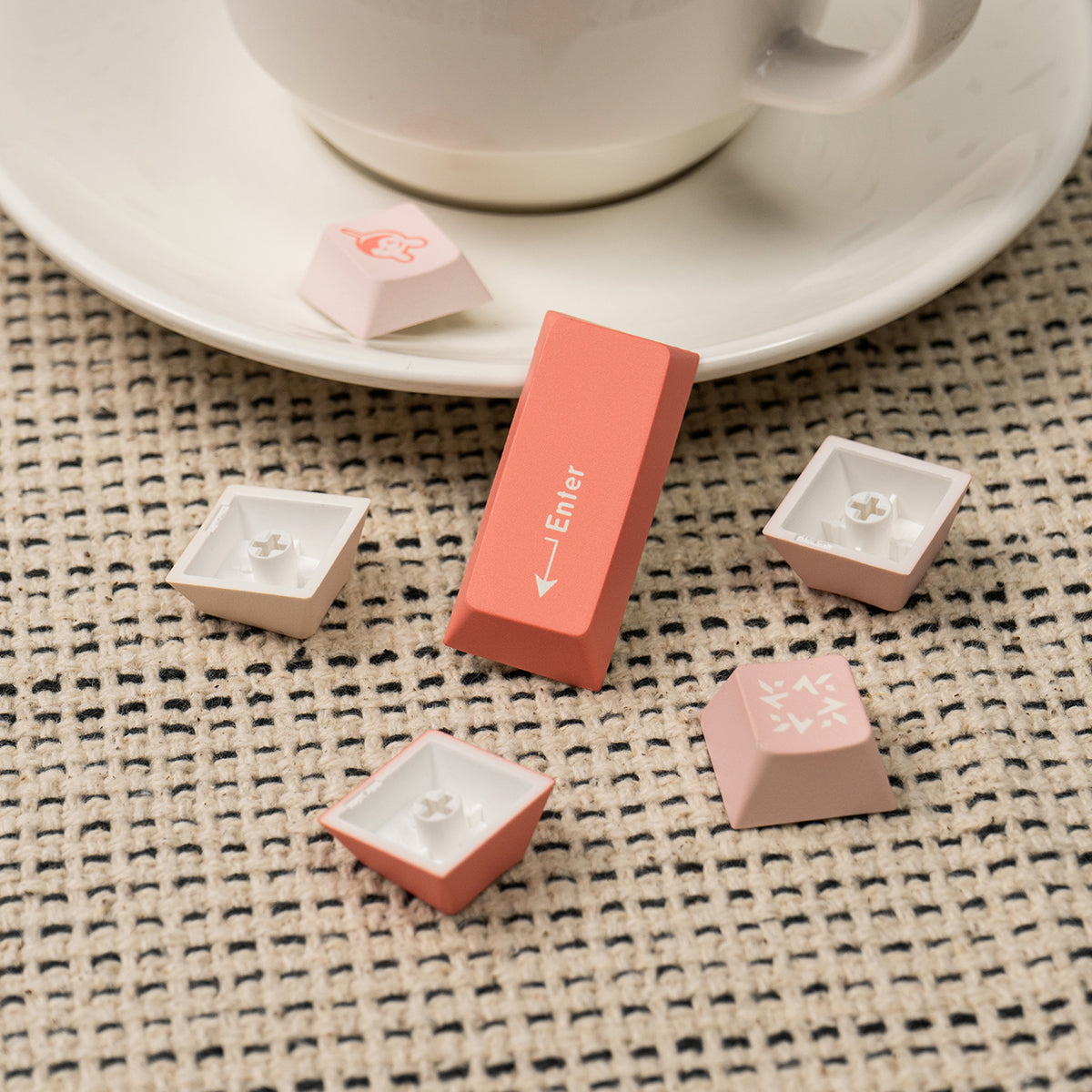 Minimalist light pink mechanical keyboard keycap PBT heat sublimation customized factory height