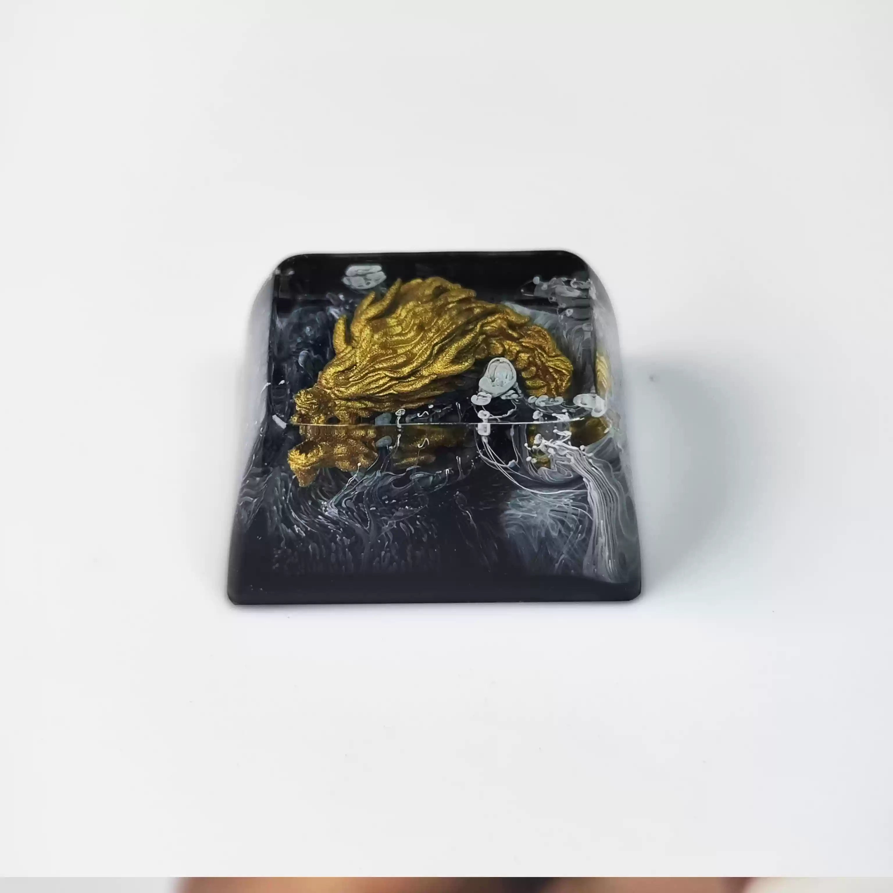 Mechanical keyboard personalized resin black gold dragon dropper resin craftsman keycap