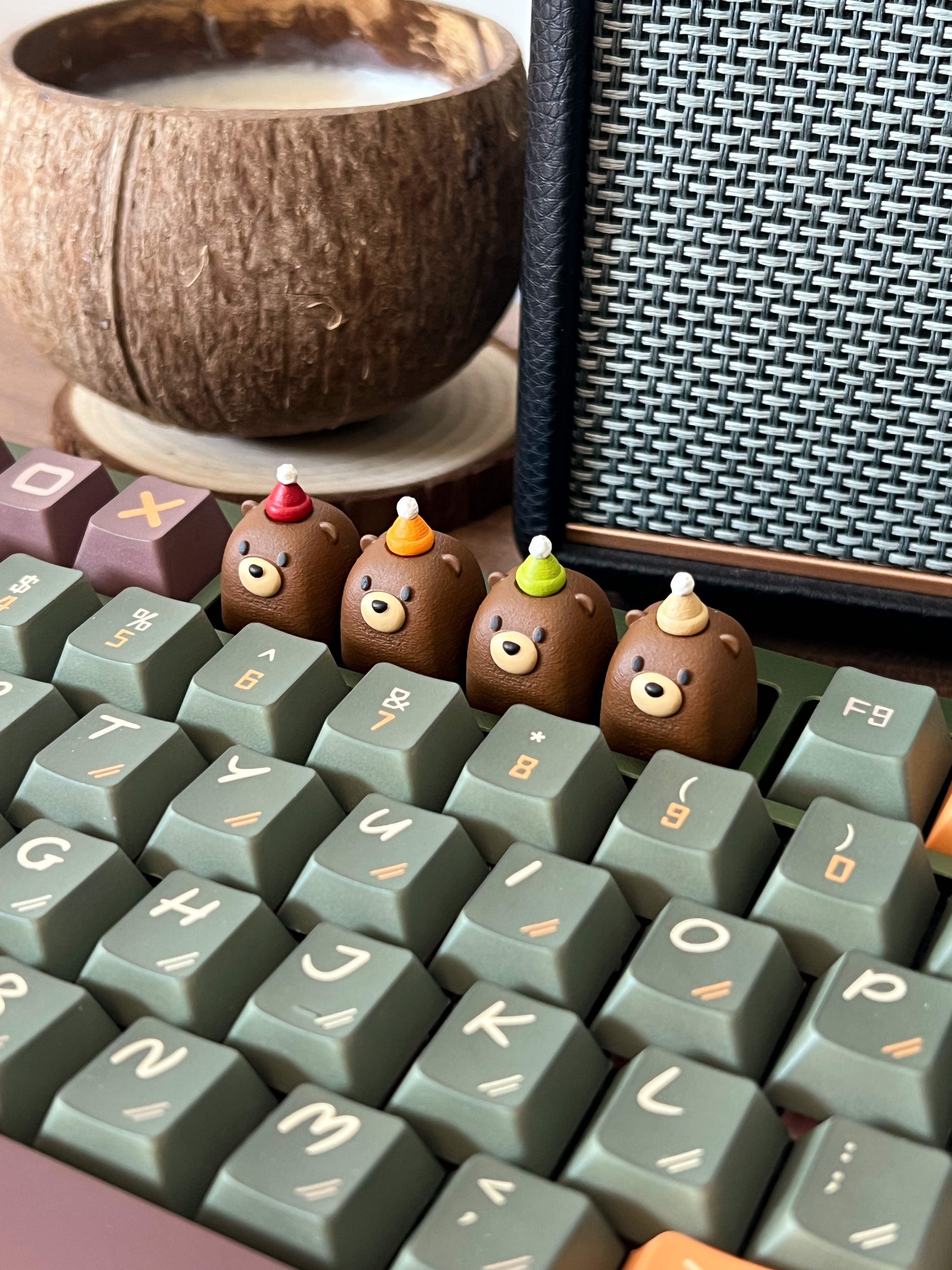 Cube Bear Personalized Keycaps Mechanical Keyboard Creative Keycaps 3D Cute Keycaps Single Decorative Keycaps