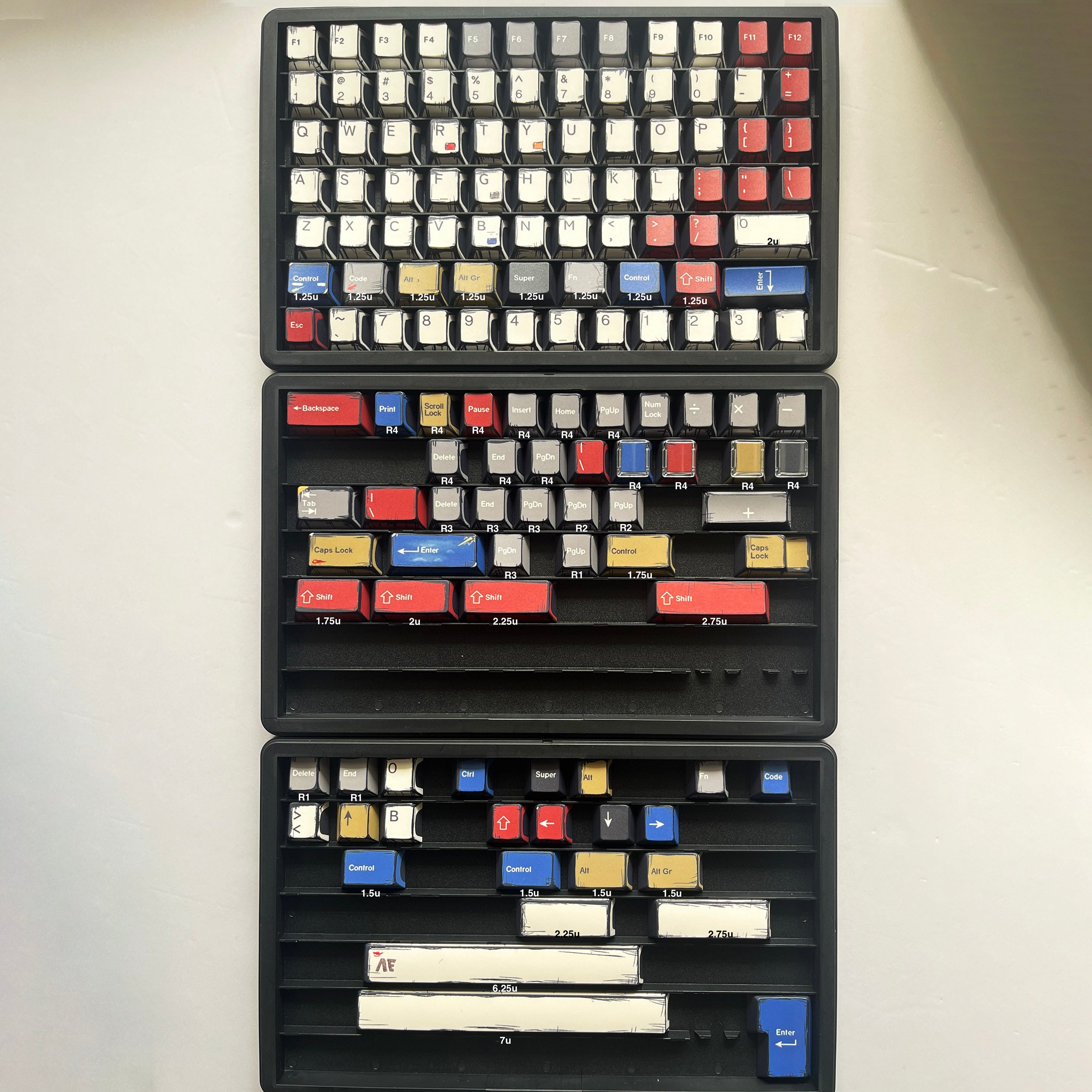Comic style mixed light keycaps PBT thermal sublimation complete set of original factory highly compatible mechanical keyboard keycaps