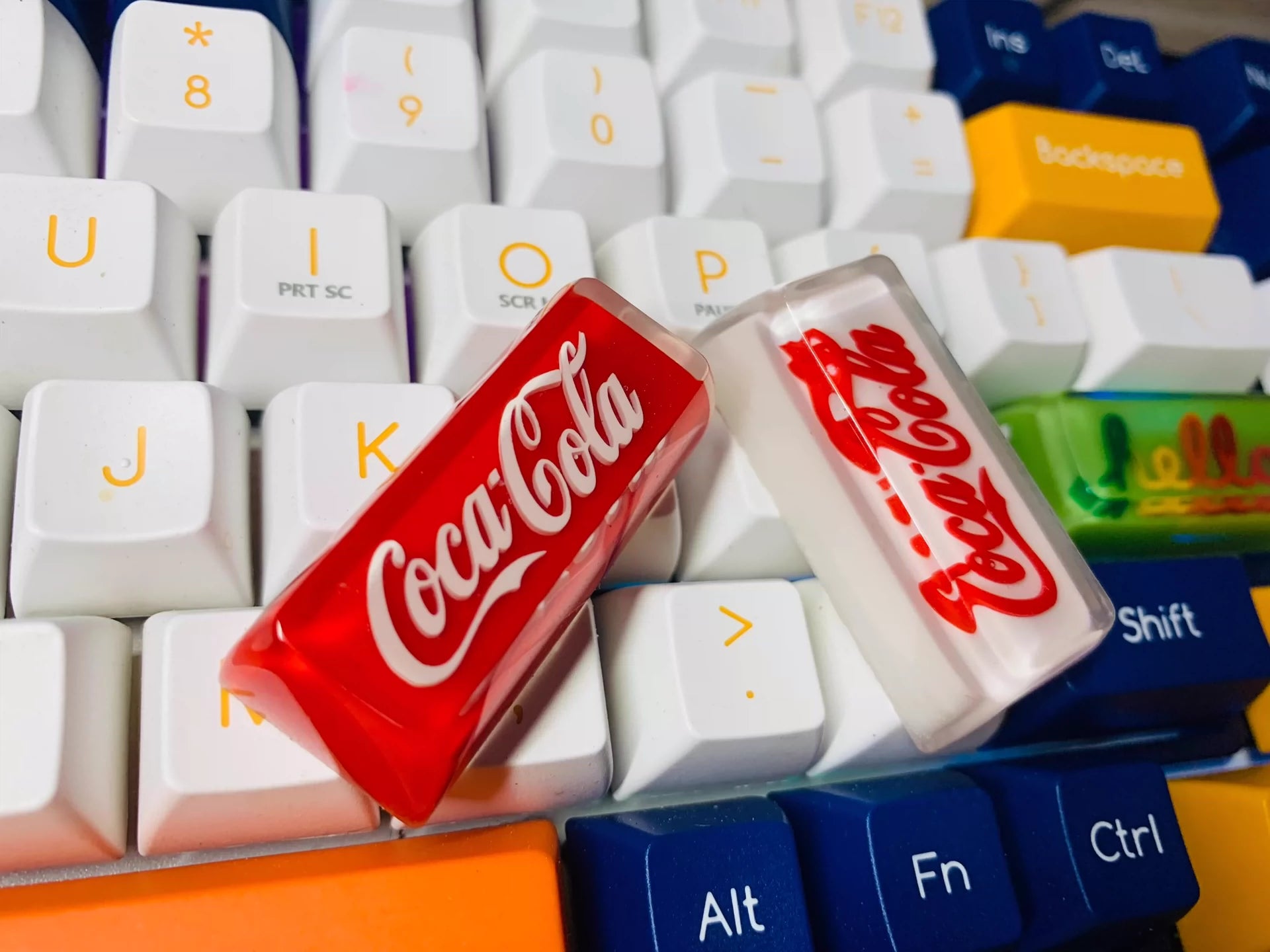 Coca Cola Red Label Keycaps, Crystal Drops of Glue Personalized Keycaps, Resin Decorative Keycaps.