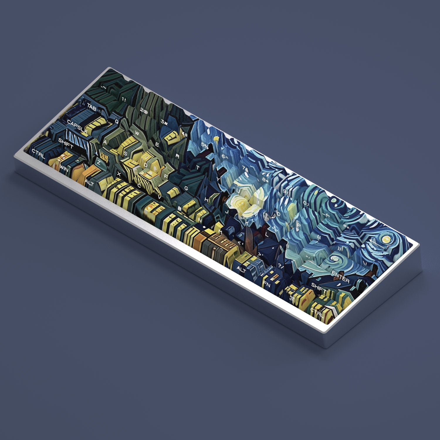 Van Gogh Starry Sky Keycap Side Carving Transparent Original Factory Height Adaptation Theme Heat Sublimation Original Factory Height PBT Material Set Keycap