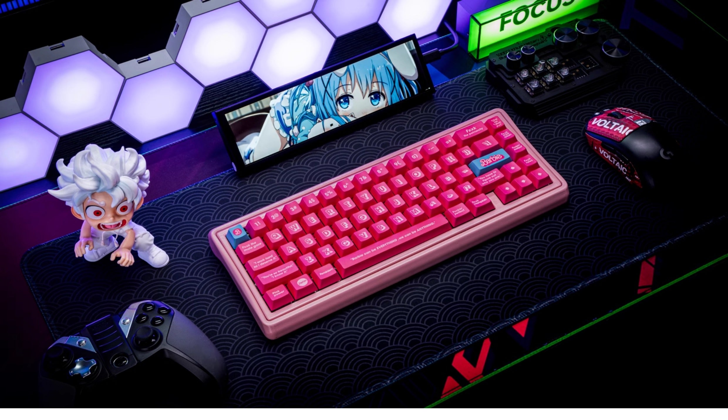 Barbie color matching set keycaps factory height side engraved transparent keycaps PBT side transparent personalized keycaps