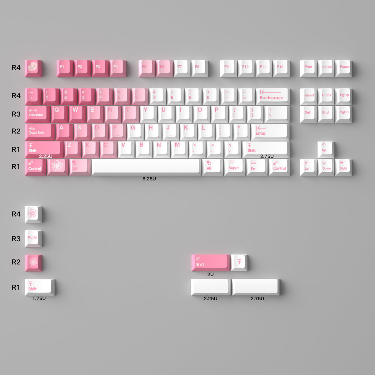 Snowy Mountain Theme Gradient Keycap Transparent PBT Thermal Sublimation PC Pad Printing Original Factory Suitable Mechanical Keyboard