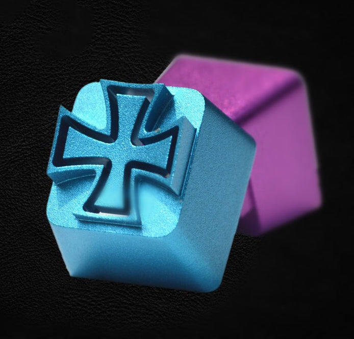 Crusader emblem, metal translucent personalized keycaps, mechanical keyboard metal decorative keycaps
