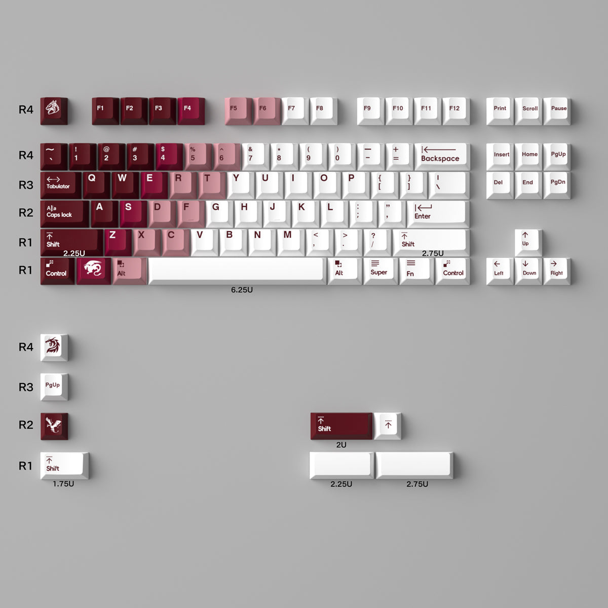 Snowy Mountain Theme Gradient Keycap Transparent PBT Thermal Sublimation PC Pad Printing Original Factory Suitable Mechanical Keyboard