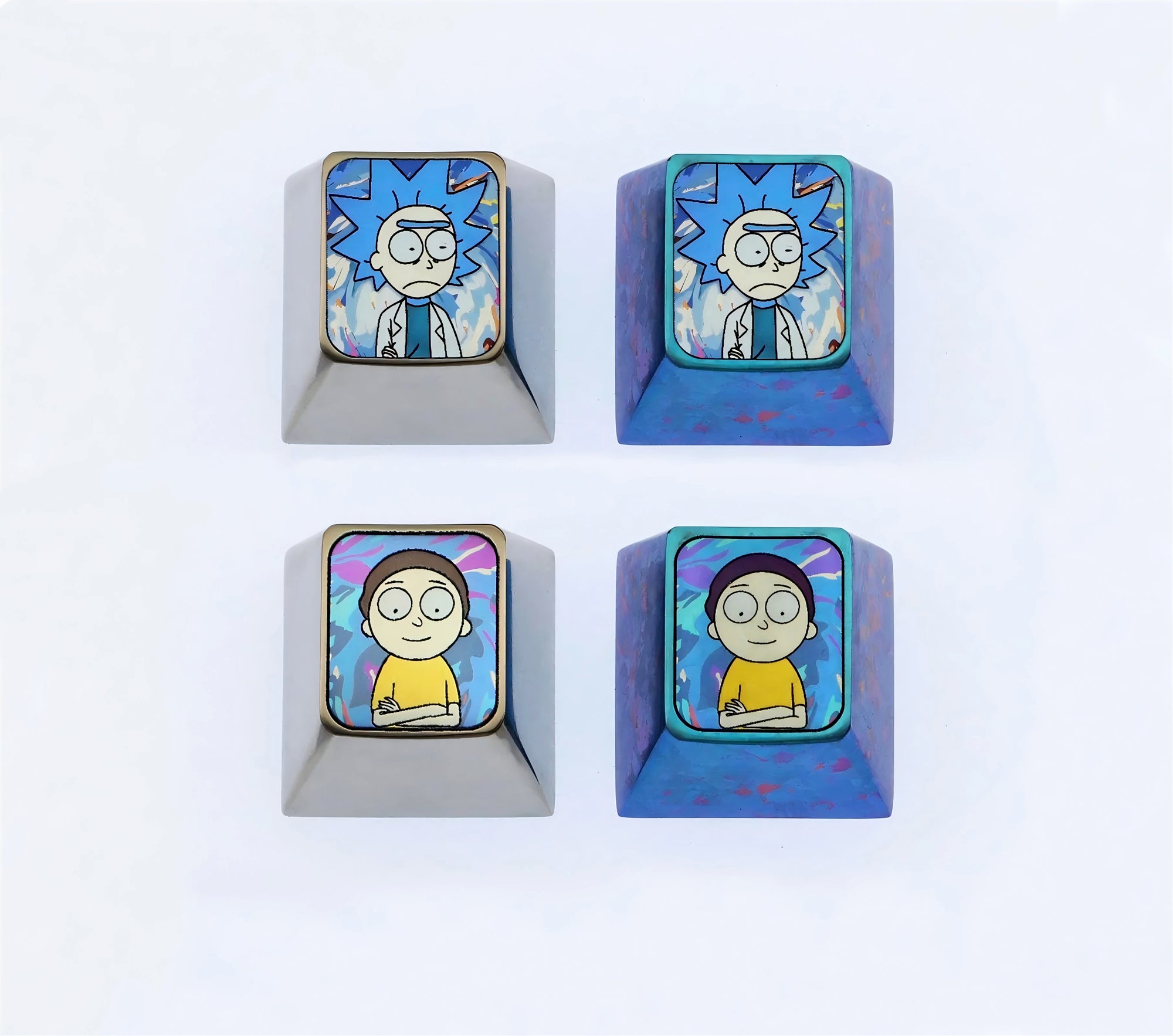 Rick and Morty titanium alloy, colored titanium alloy artissankeycaps.
