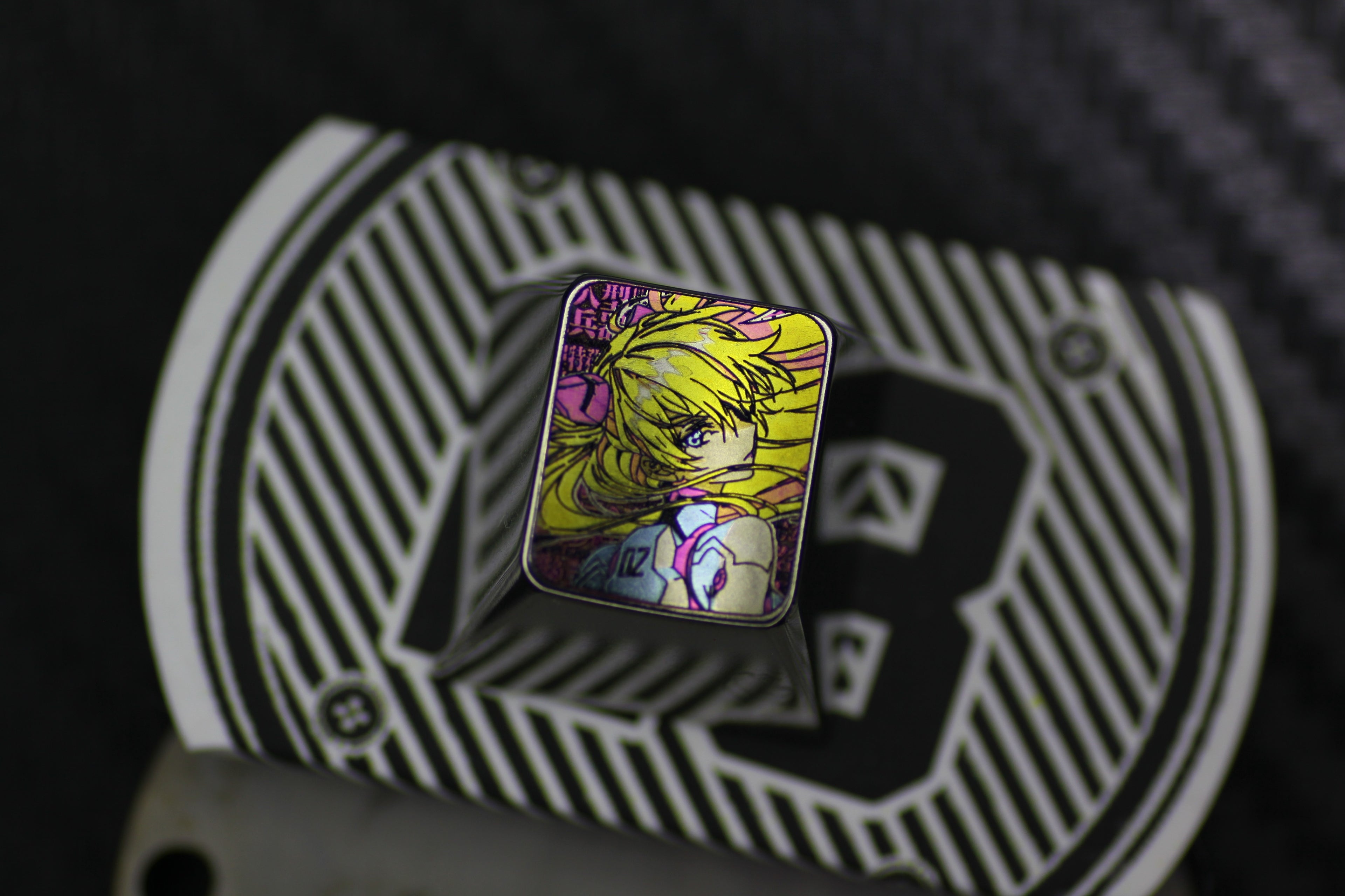 EVA,Asuka Langley Soryu.1UTitanium carved keycaps, personalized keycaps, decorative keycaps.