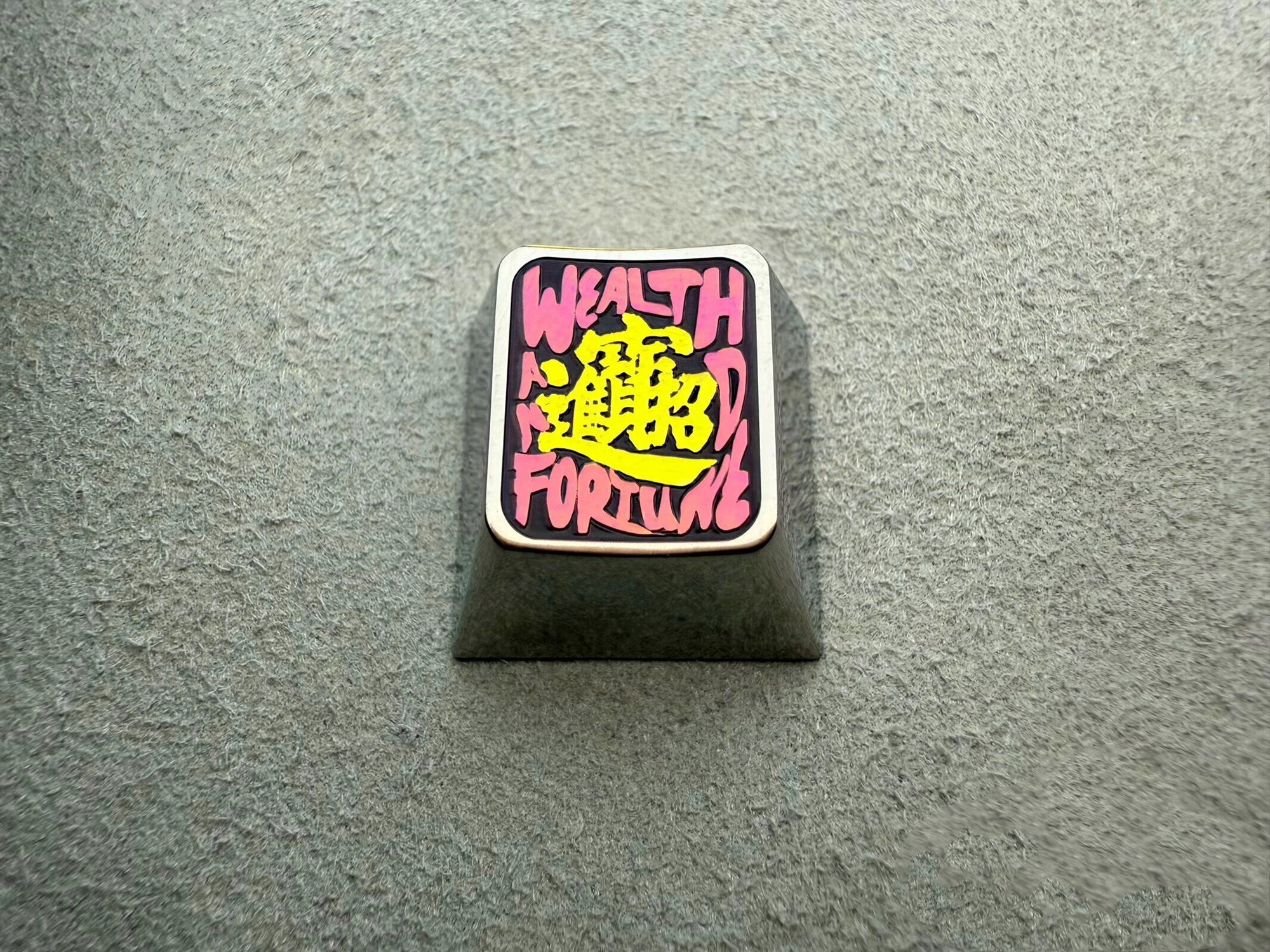 Zhaocai Jinbao (Chinese), the beautiful meaning of getting rich, titanium alloy carved personalized keycaps, mechanical keyboard decorative keycaps