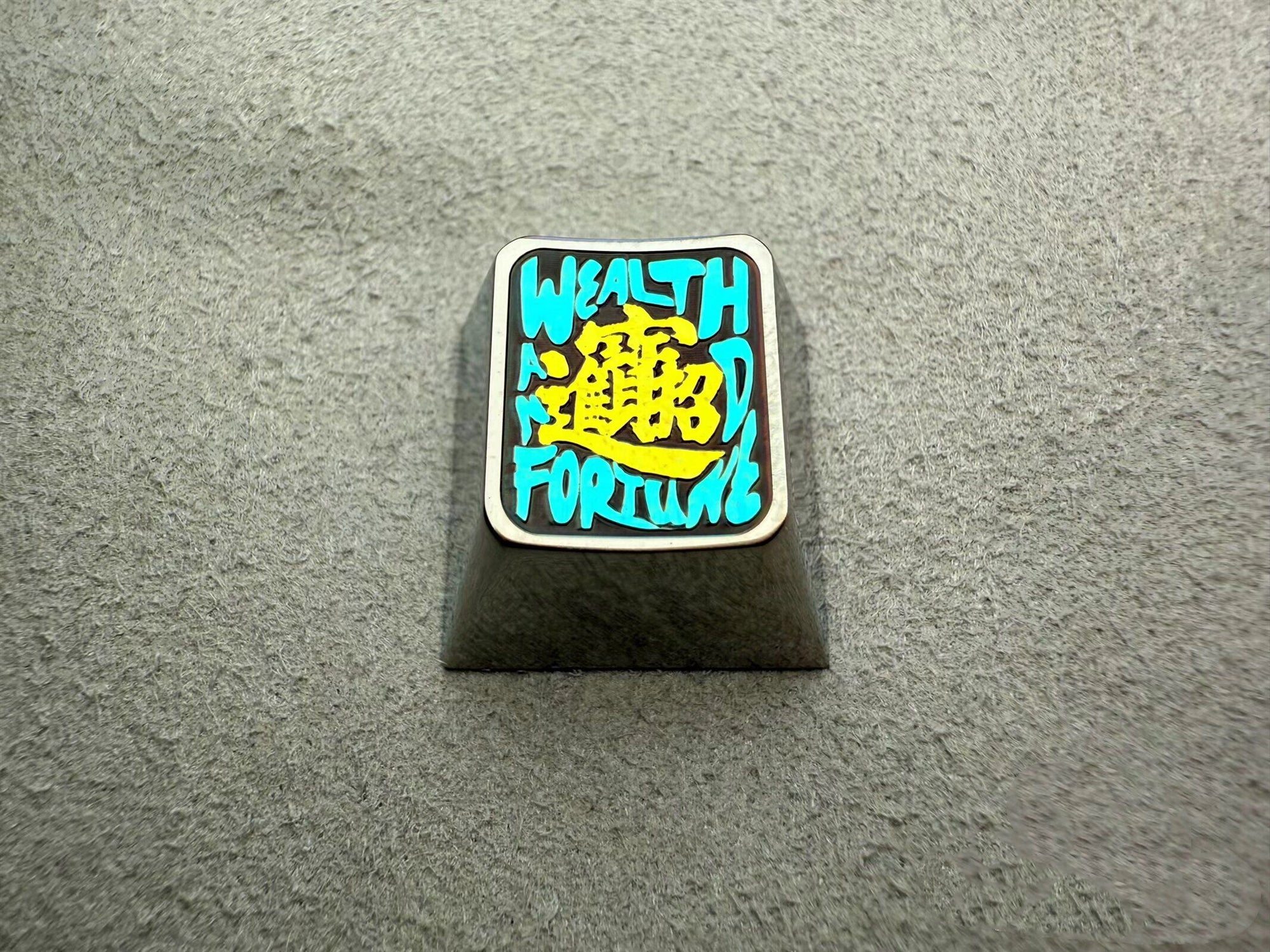 Zhaocai Jinbao (Chinese), the beautiful meaning of getting rich, titanium alloy carved personalized keycaps, mechanical keyboard decorative keycaps