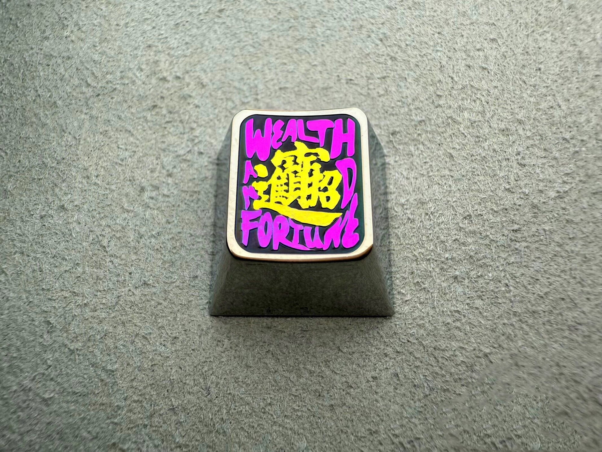 Zhaocai Jinbao (Chinese), the beautiful meaning of getting rich, titanium alloy carved personalized keycaps, mechanical keyboard decorative keycaps