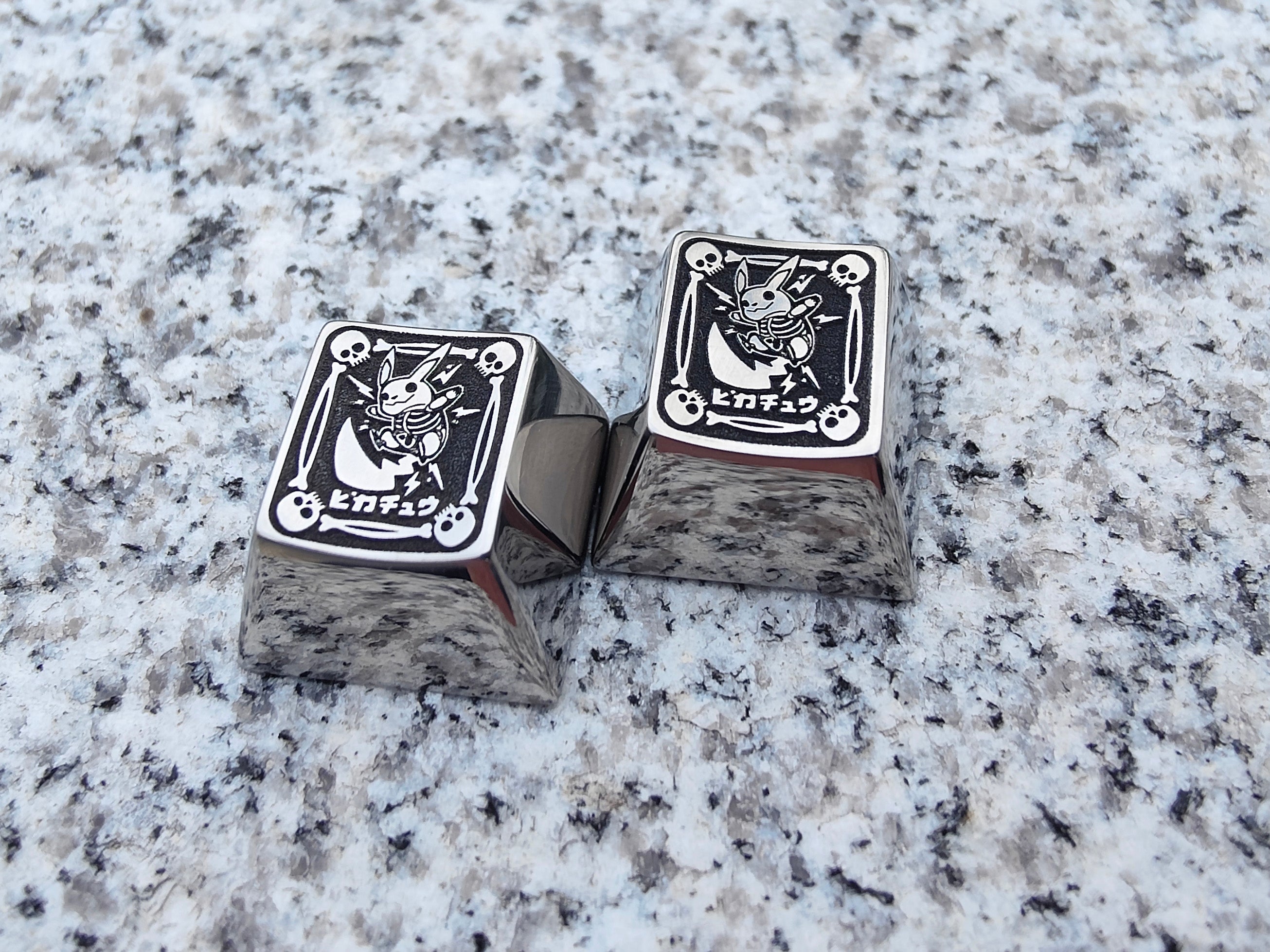 Halloween special, skeleton Pikachu, laser carved titanium alloy keycaps, personalized keycaps, decorative keycaps.