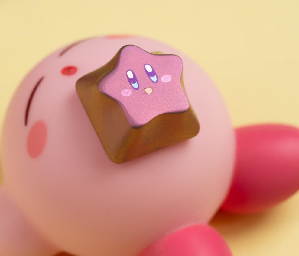 Kirby 1U, titanium alloy carved keycaps with star shaped personalized keycaps, mechanical keyboard decorative keycaps