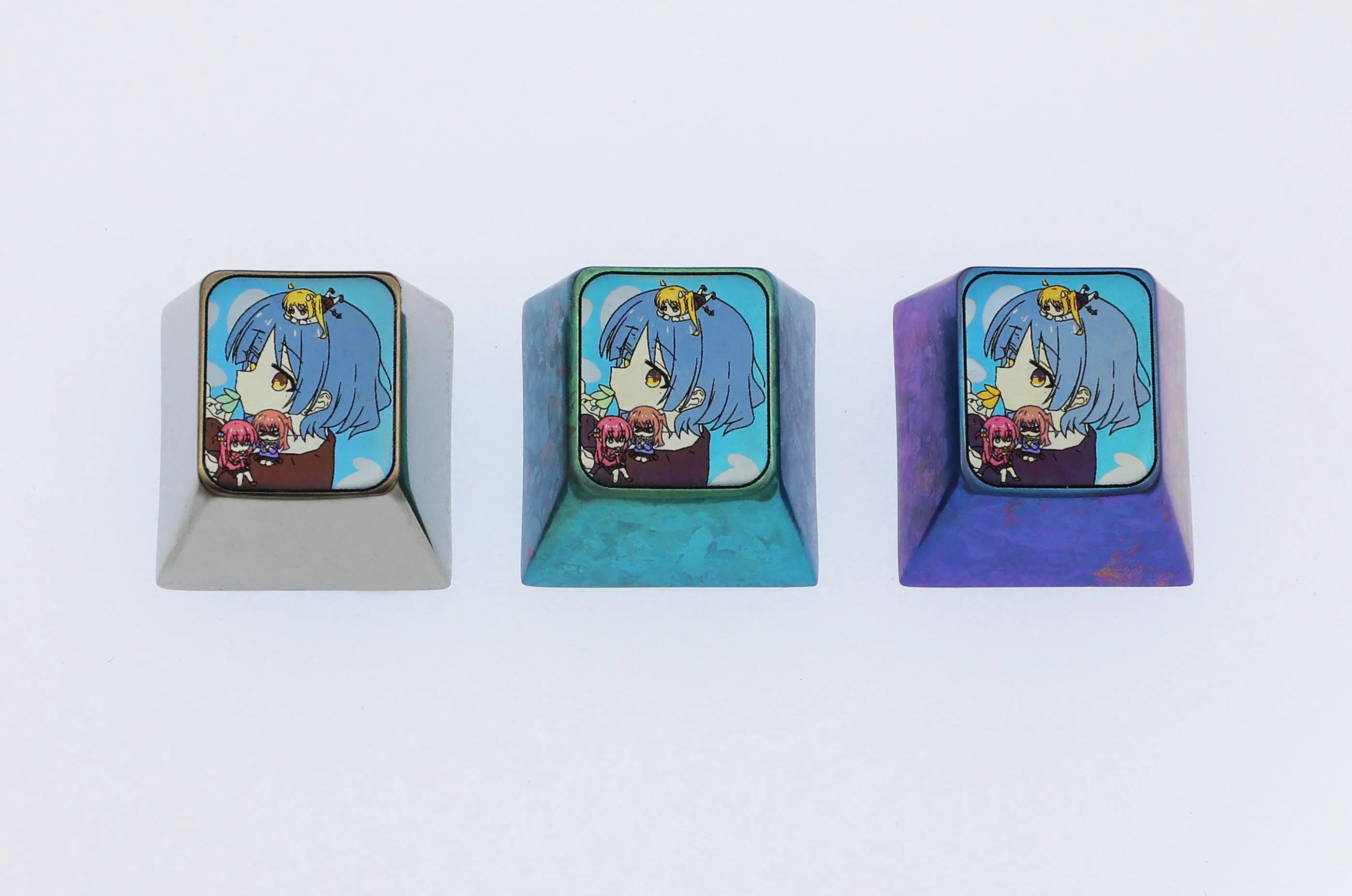 Bocchi The Rock!, Yamada Ryo, 1U color titanium alloy carved keycaps, personalized keycaps, decorative keycaps.