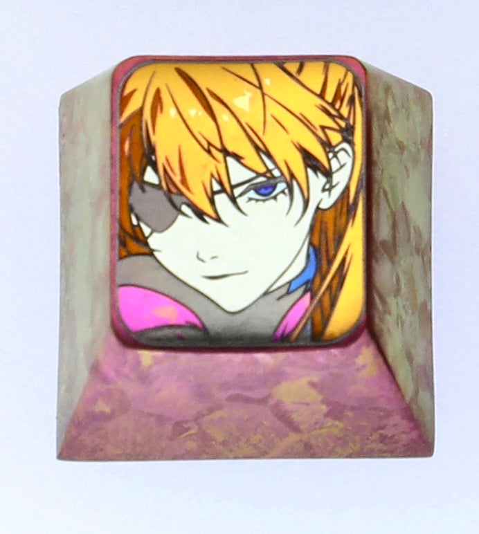 EVA, Asuka, 1U expression titanium alloy carved keycap, personalized keycap.