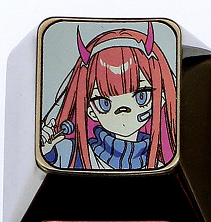DARLING in the FRANXX, 02, 1U+1.75U titanium alloy personalized keycaps, keyboard decorative keycaps.