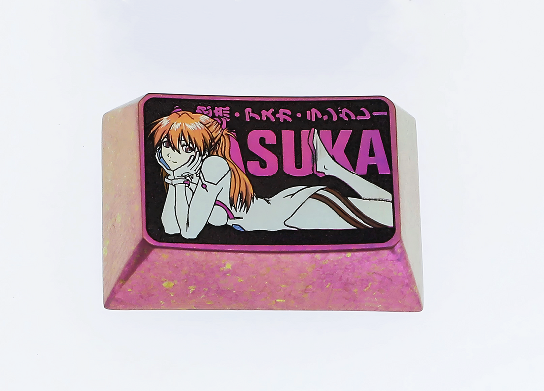 Asuka Langley Soryu，EVA, Titanium alloy color carved keycaps. Mechanical keyboard decorative keycaps