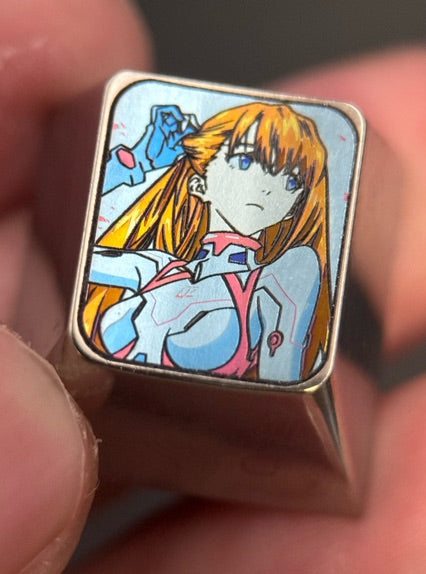 EVA， Asuka, 1U secondary creation titanium alloy personalized keycaps, mechanical keyboard keycaps around anime and game characters
