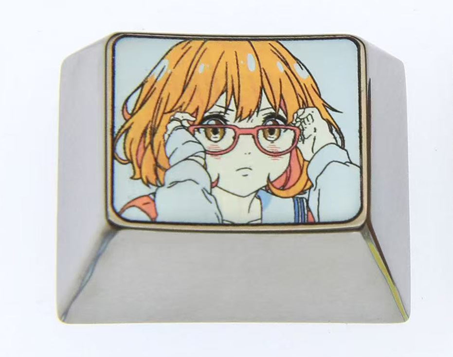 Beyond the Boundary，Kuriyama Mirai。 1.25U titanium alloy personalized keycaps, metal keycaps for anime characters.