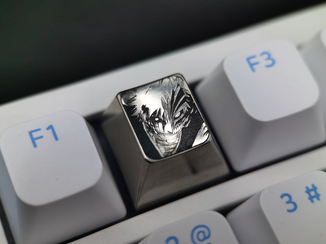 BLEACH, Kurosaki Ichigo, titanium alloy plain carving, titanium alloy personalized keycaps, decorative keycaps