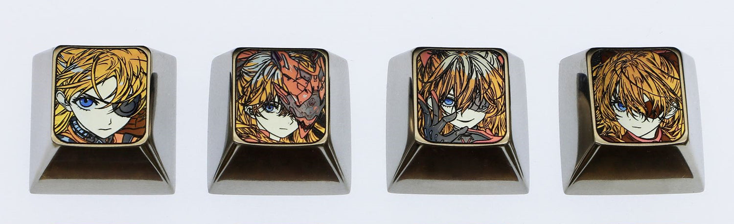 EVA,  Asuka eye mask, 1U titanium alloy personalized keycap, Directional key set，metal carved anime character decoration keycap