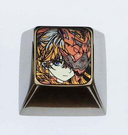 EVA,  Asuka eye mask, 1U titanium alloy personalized keycap, Directional key set，metal carved anime character decoration keycap