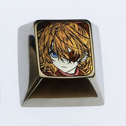 EVA,  Asuka eye mask, 1U titanium alloy personalized keycap, Directional key set，metal carved anime character decoration keycap