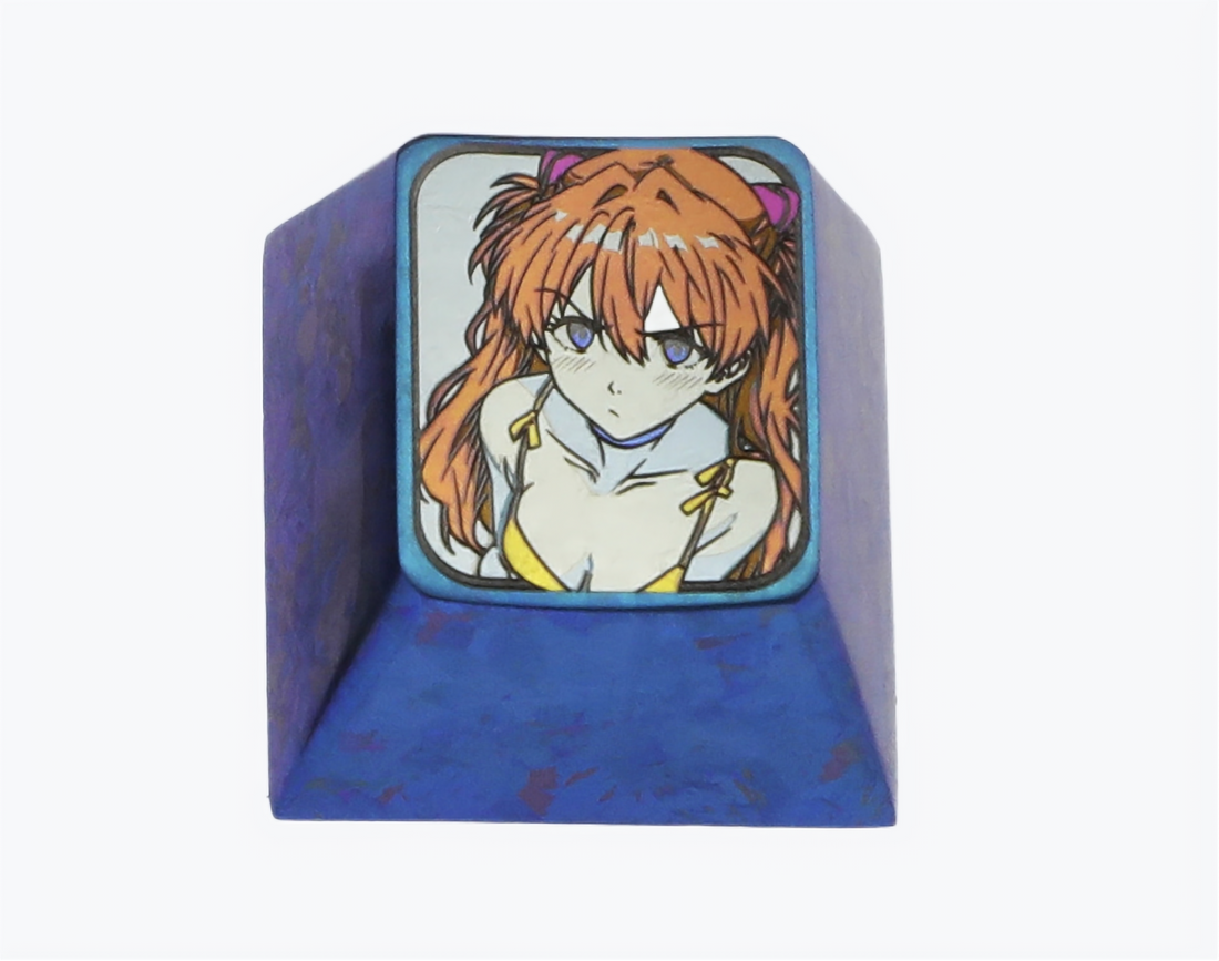 Angry Asuka, EVA, color titanium alloy 1U, mechanical keyboard decorative keycaps.