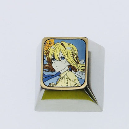 Violet Evergarden, Titanium alloy, colored titanium alloy personalized decorative mechanical keyboard keycaps.A