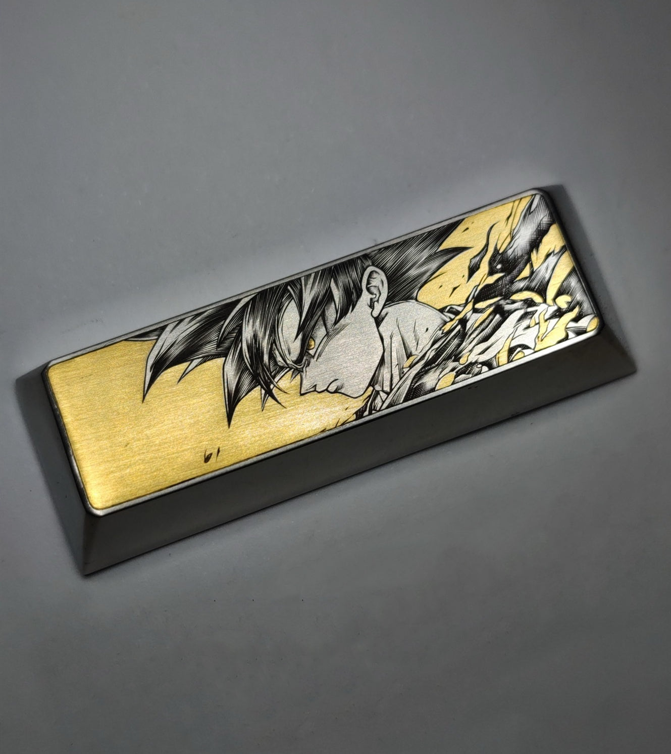 DragonBall，Kakarotto，Titanium alloy hand carved keycaps, 2.75U. Large area inlaid with gold.