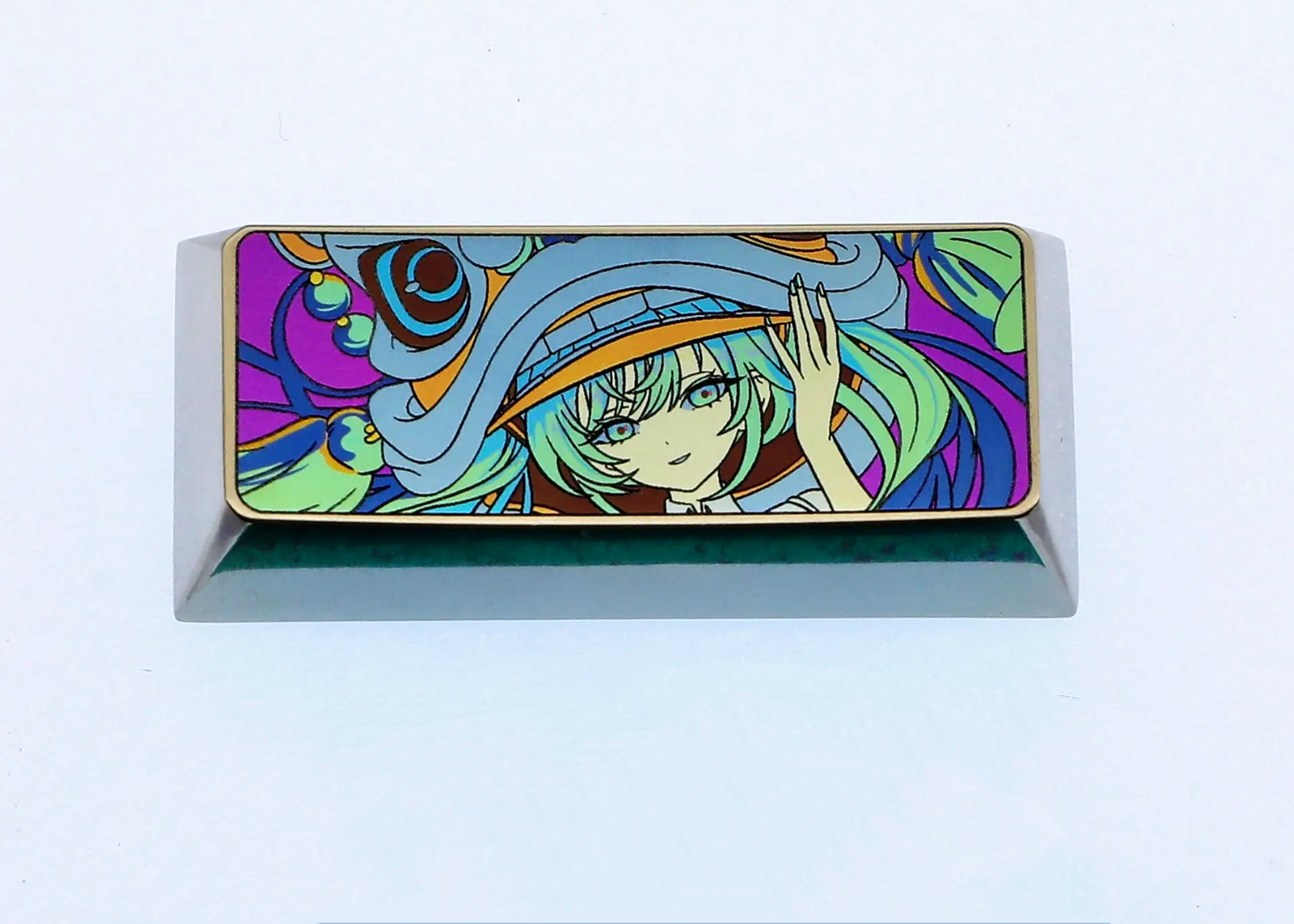 Hatsune Miku, 2.25U/Enter, 2.25U/Left Shift, color carved titanium alloy mechanical keyboard decorative keycap.
