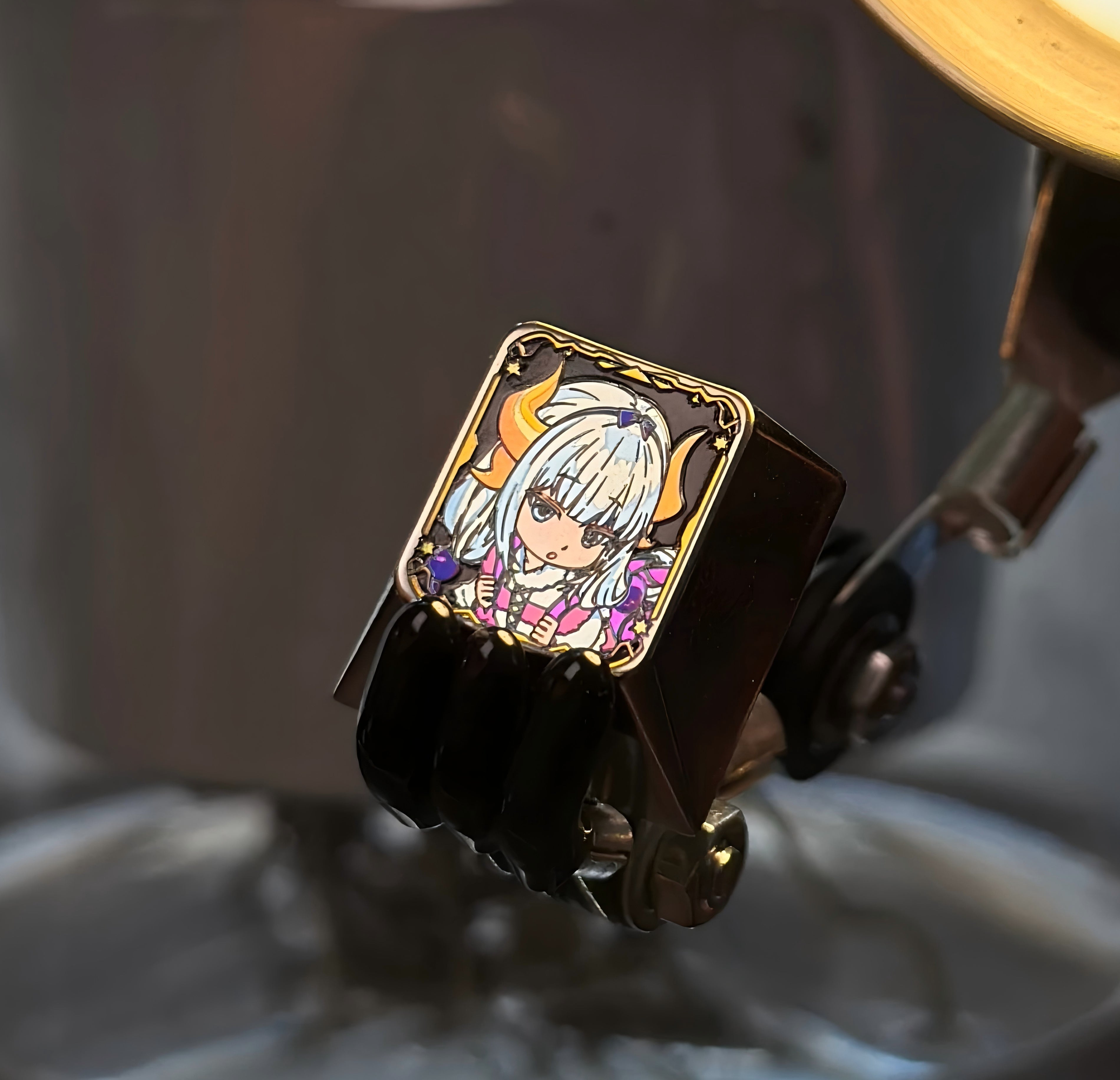 KannaKamui， Colored titanium alloy carved keycaps, personalized keycaps, decorative keycaps