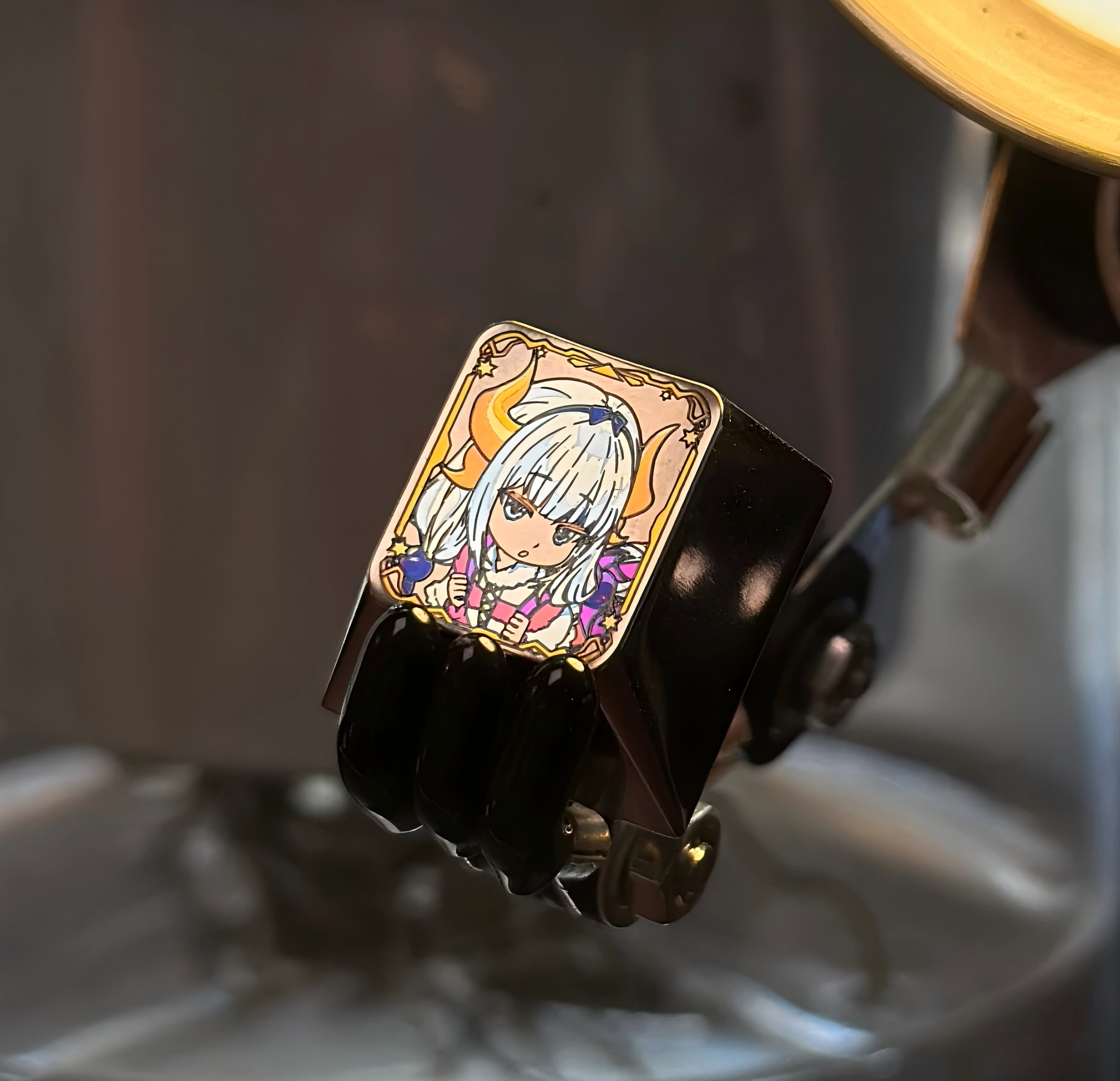 KannaKamui， Colored titanium alloy carved keycaps, personalized keycaps, decorative keycaps