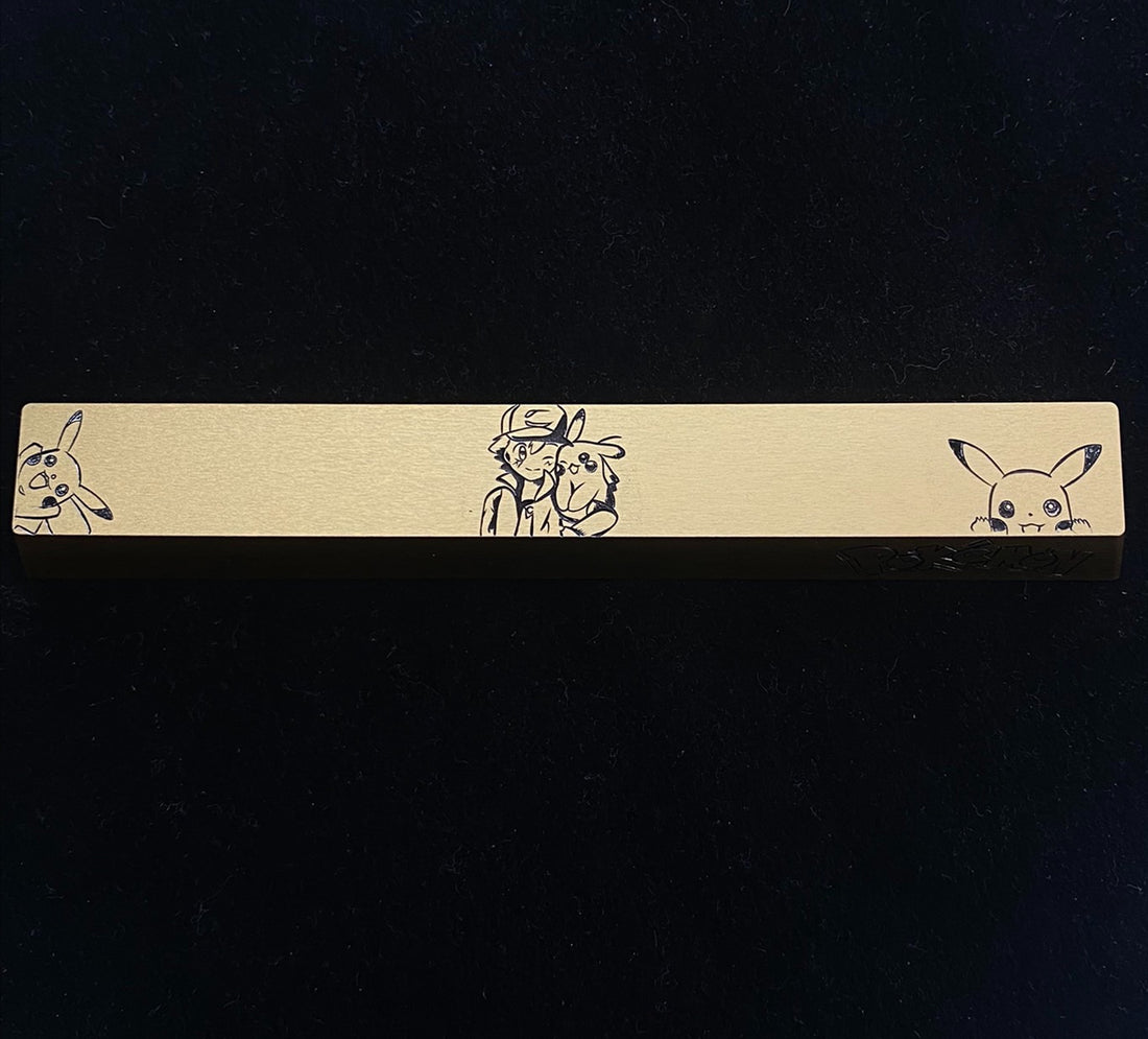 Pok é mon, Ash Ketchum, Pikachu, aluminum alloy 6.25U space hand carved keycaps.