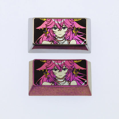 Yae Miko, 1.75U titanium alloy carved keycaps, metal personalized keycaps, decorative keycaps